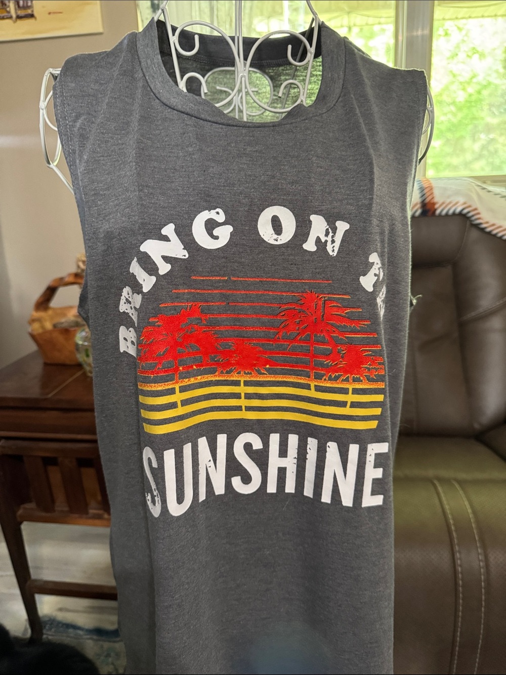 Women's Charcoal 'Bring On The Sunshine' Graphic Tank Top